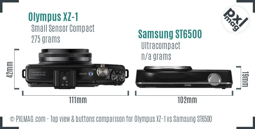 Olympus XZ-1 vs Samsung ST6500 top view buttons comparison