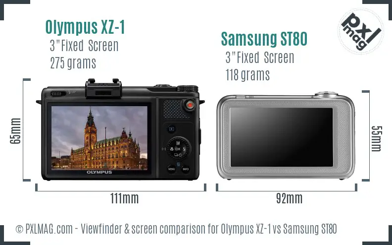 Olympus XZ-1 vs Samsung ST80 Screen and Viewfinder comparison