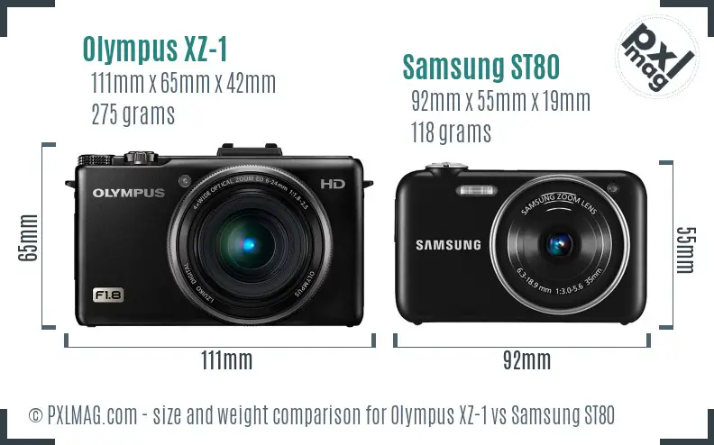 Olympus XZ-1 vs Samsung ST80 size comparison
