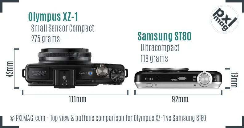 Olympus XZ-1 vs Samsung ST80 top view buttons comparison