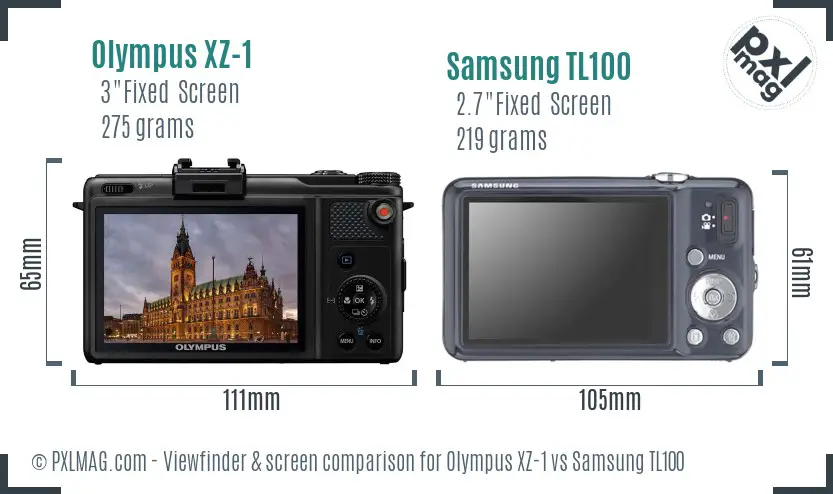 Olympus XZ-1 vs Samsung TL100 Screen and Viewfinder comparison