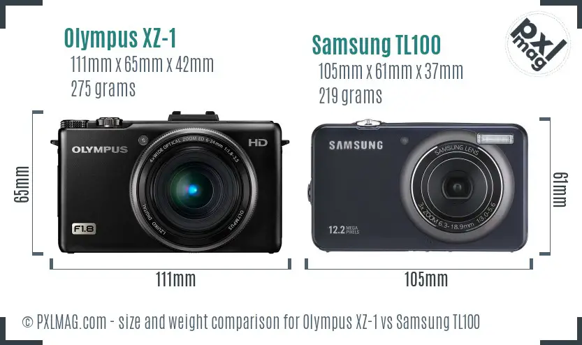 Olympus XZ-1 vs Samsung TL100 size comparison