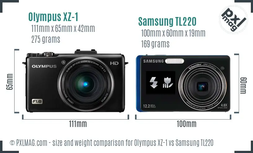Olympus XZ-1 vs Samsung TL220 size comparison Olympus XZ-1 vs Samsung TL220 size comparison