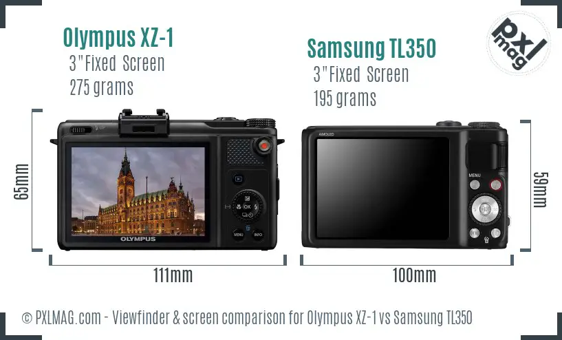 Olympus XZ-1 vs Samsung TL350 Screen and Viewfinder comparison