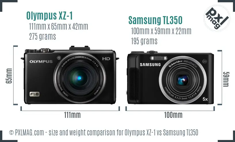 Olympus XZ-1 vs Samsung TL350 size comparison