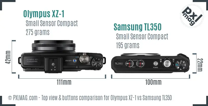 Olympus XZ-1 vs Samsung TL350 top view buttons comparison