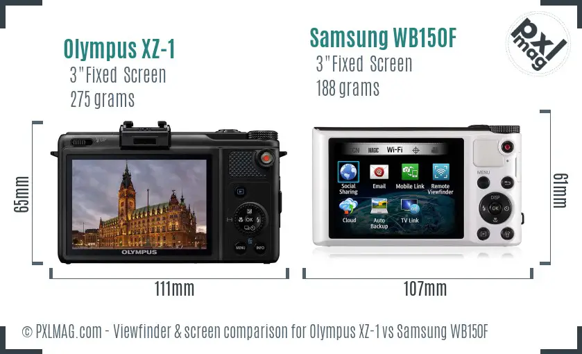 Olympus XZ-1 vs Samsung WB150F Screen and Viewfinder comparison