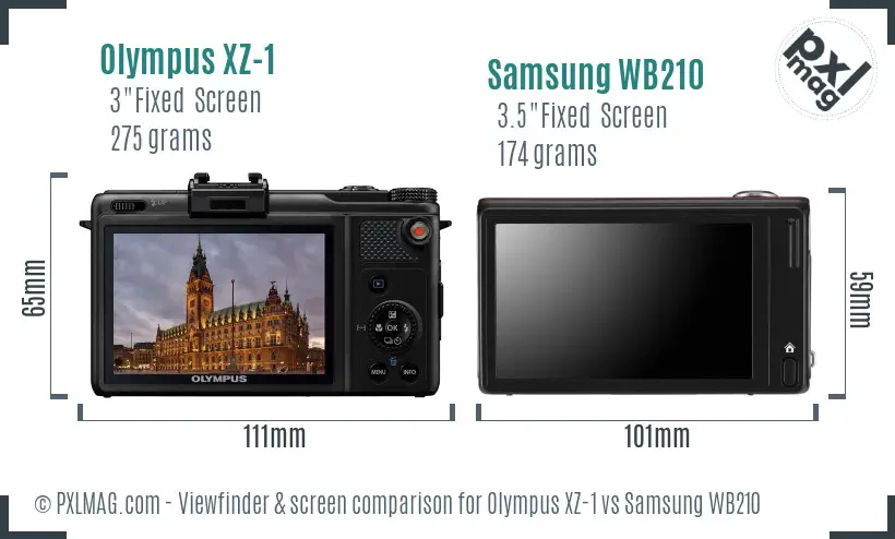 Olympus XZ-1 vs Samsung WB210 Screen and Viewfinder comparison Olympus XZ-1 vs Samsung WB210 Screen and Viewfinder comparison