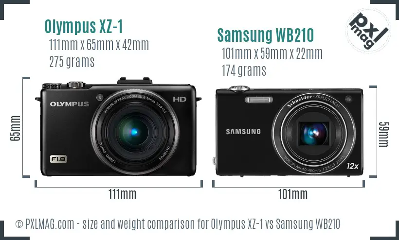 Olympus XZ-1 vs Samsung WB210 size comparison Olympus XZ-1 vs Samsung WB210 size comparison