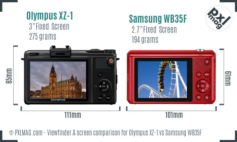 Olympus XZ-1 vs Samsung WB35F Screen and Viewfinder comparison