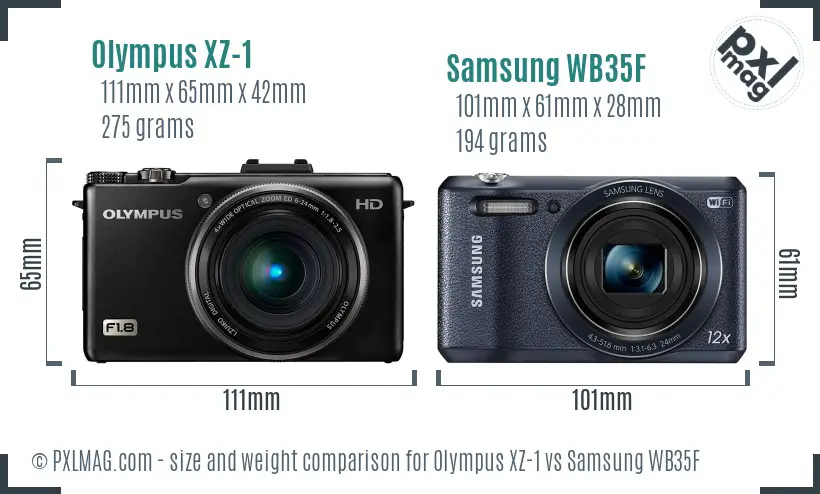 Olympus XZ-1 vs Samsung WB35F size comparison