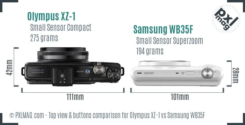 Olympus XZ-1 vs Samsung WB35F top view buttons comparison