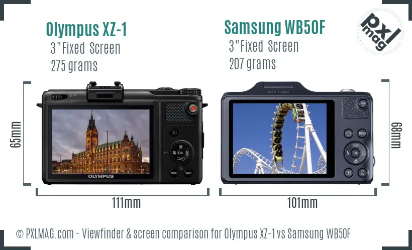 Olympus XZ-1 vs Samsung WB50F Screen and Viewfinder comparison