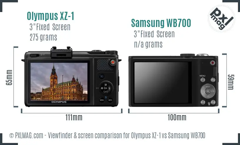 Olympus XZ-1 vs Samsung WB700 Screen and Viewfinder comparison
