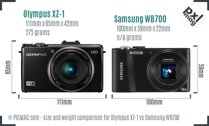 Olympus XZ-1 vs Samsung WB700 size comparison