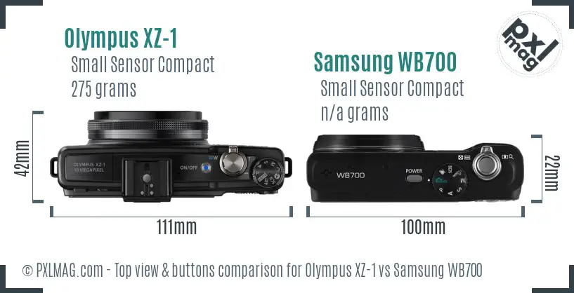 Olympus XZ-1 vs Samsung WB700 top view buttons comparison