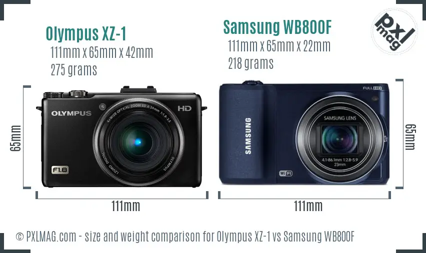 Olympus XZ-1 vs Samsung WB800F size comparison Olympus XZ-1 vs Samsung WB800F size comparison