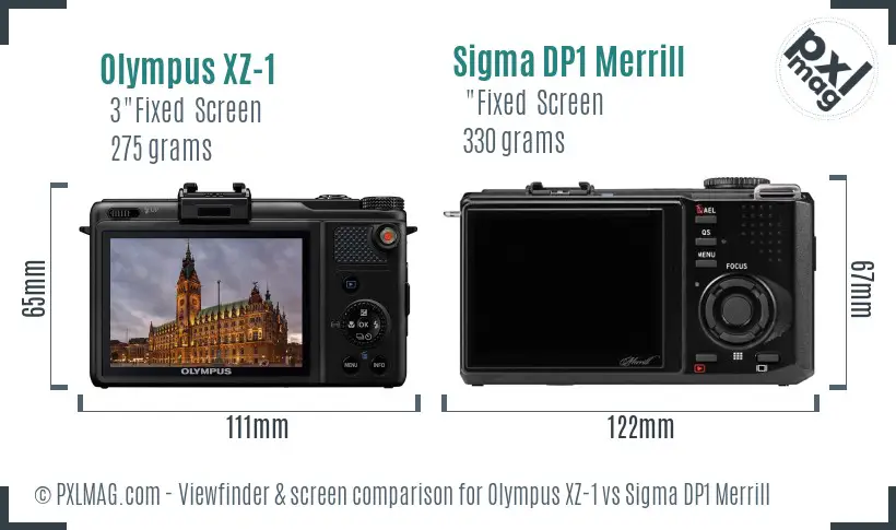 Olympus XZ-1 vs Sigma DP1 Merrill Screen and Viewfinder comparison