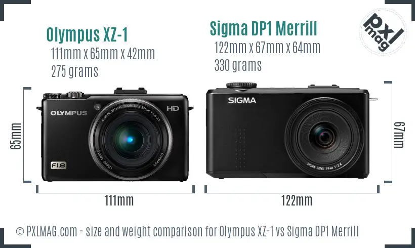 Olympus XZ-1 vs Sigma DP1 Merrill size comparison