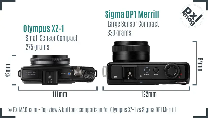 Olympus XZ-1 vs Sigma DP1 Merrill top view buttons comparison