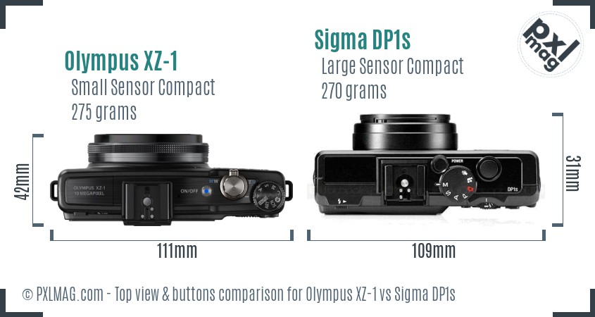 Olympus XZ-1 vs Sigma DP1s top view buttons comparison