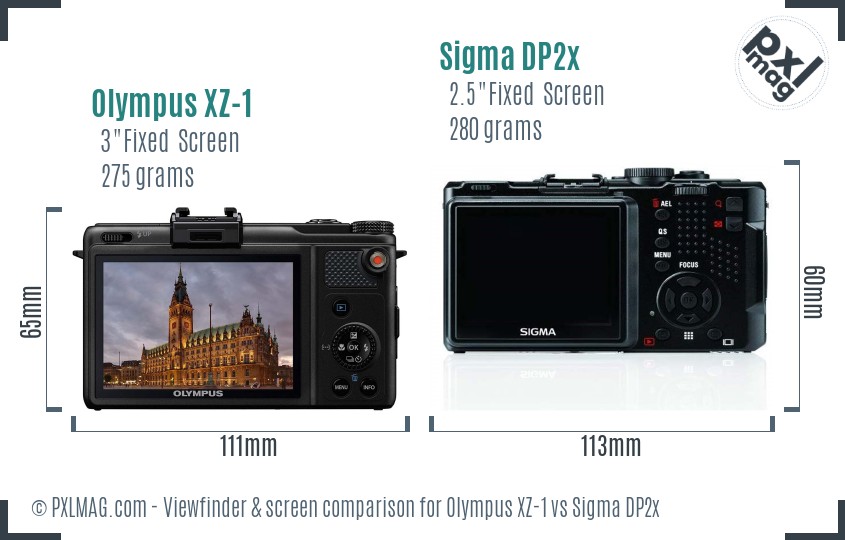 Olympus XZ-1 vs Sigma DP2x Screen and Viewfinder comparison