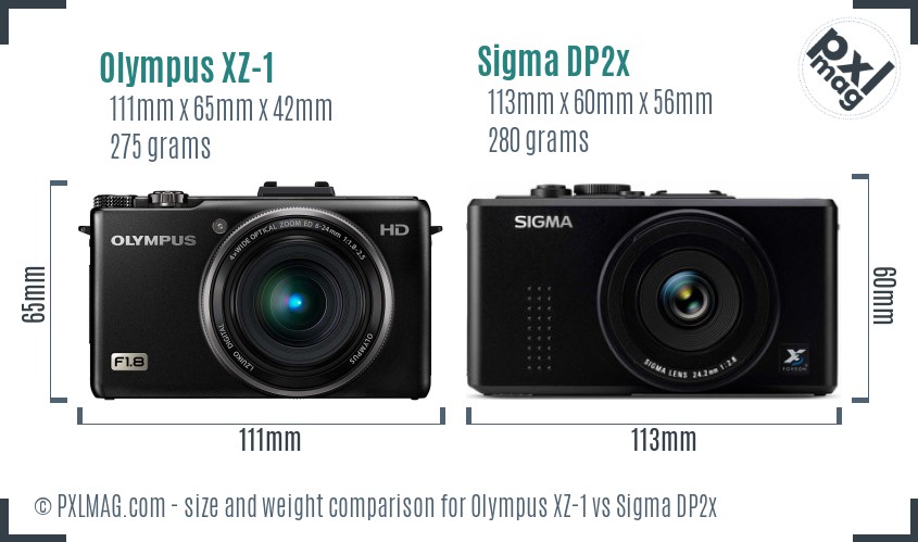 Olympus XZ-1 vs Sigma DP2x size comparison