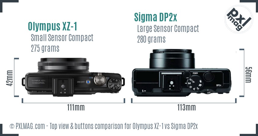 Olympus XZ-1 vs Sigma DP2x top view buttons comparison
