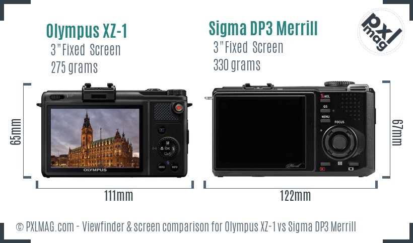 Olympus XZ-1 vs Sigma DP3 Merrill Screen and Viewfinder comparison
