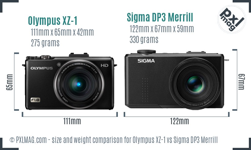 Olympus XZ-1 vs Sigma DP3 Merrill size comparison Olympus XZ-1 vs Sigma DP3 Merrill size comparison