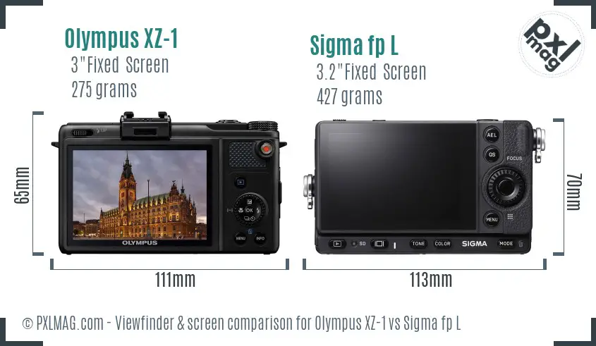 Olympus XZ-1 vs Sigma fp L Screen and Viewfinder comparison