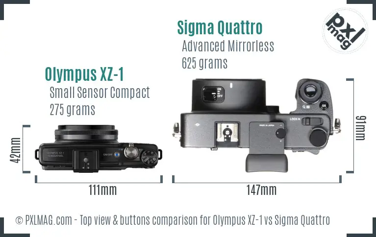 Olympus XZ-1 vs Sigma Quattro top view buttons comparison