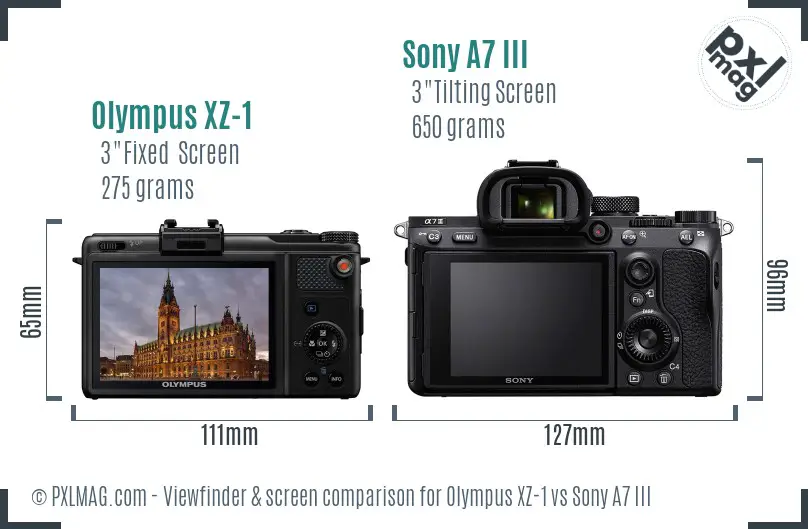 Olympus XZ-1 vs Sony A7 III Screen and Viewfinder comparison
