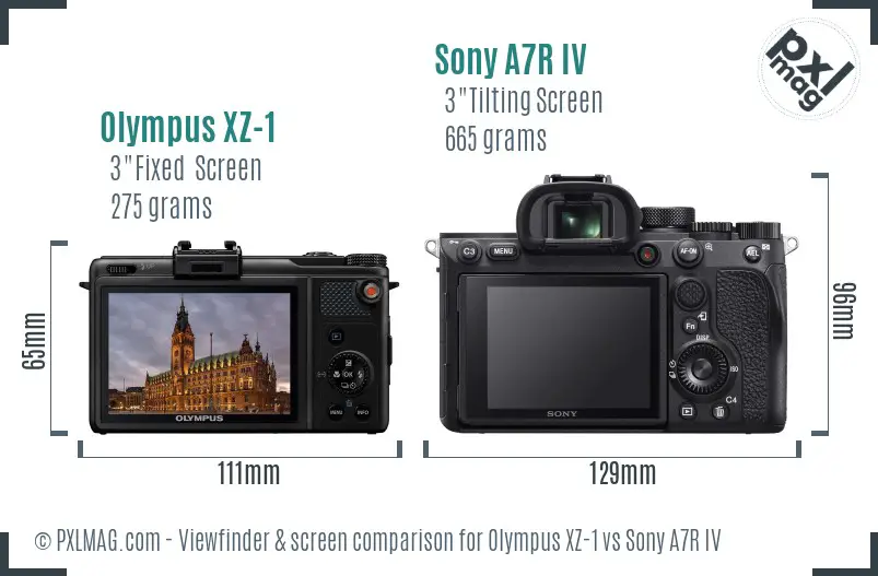 Olympus XZ-1 vs Sony A7R IV Screen and Viewfinder comparison