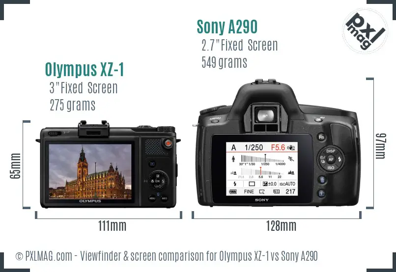 Olympus XZ-1 vs Sony A290 Screen and Viewfinder comparison