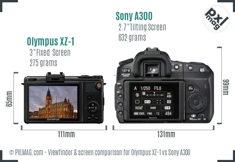 Olympus XZ-1 vs Sony A300 Screen and Viewfinder comparison
