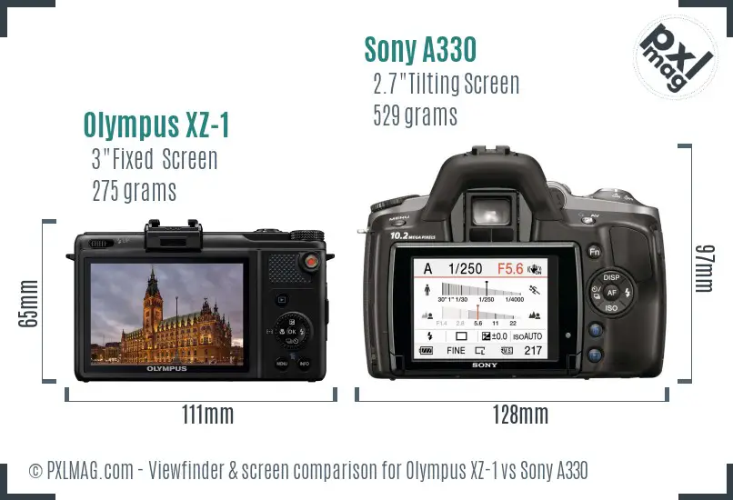 Olympus XZ-1 vs Sony A330 Screen and Viewfinder comparison