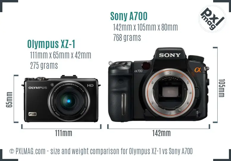 Olympus XZ-1 vs Sony A700 size comparison