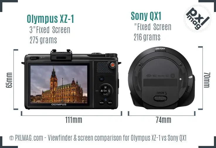 Olympus XZ-1 vs Sony QX1 Screen and Viewfinder comparison