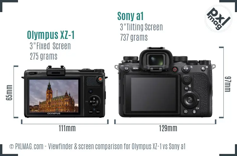 Olympus XZ-1 vs Sony a1 Screen and Viewfinder comparison