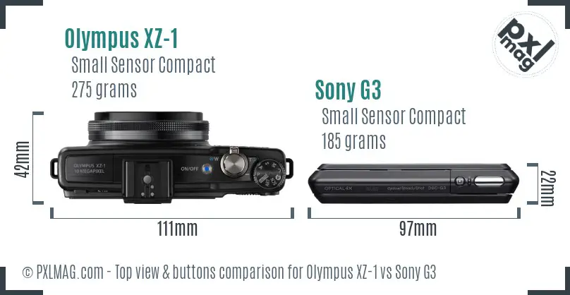 Olympus XZ-1 vs Sony G3 top view buttons comparison