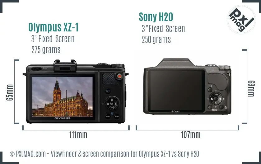 Olympus XZ-1 vs Sony H20 Screen and Viewfinder comparison