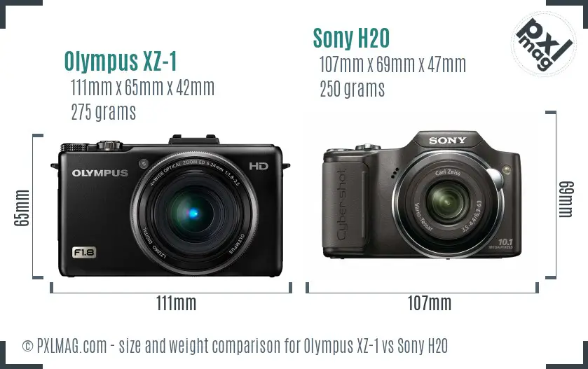 Olympus XZ-1 vs Sony H20 size comparison