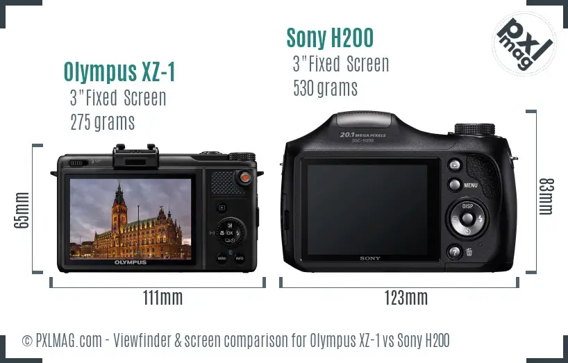 Olympus XZ-1 vs Sony H200 Screen and Viewfinder comparison