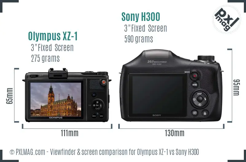 Olympus XZ-1 vs Sony H300 Screen and Viewfinder comparison