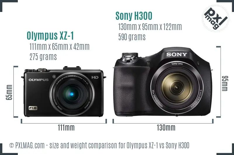 Olympus XZ-1 vs Sony H300 size comparison