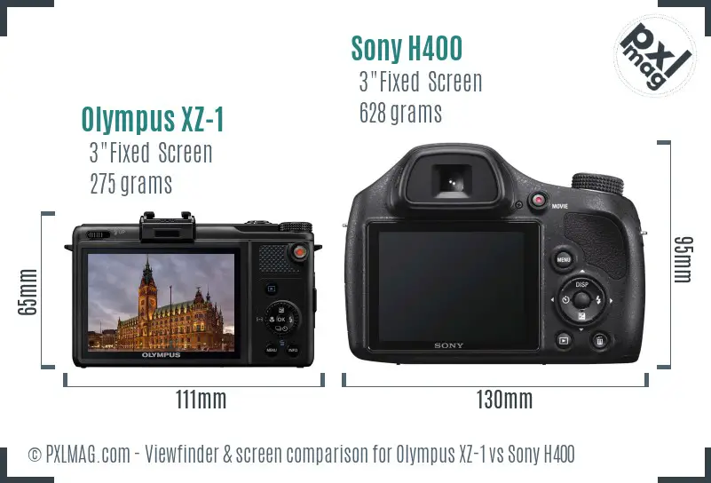 Olympus XZ-1 vs Sony H400 Screen and Viewfinder comparison