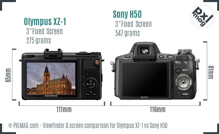 Olympus XZ-1 vs Sony H50 Screen and Viewfinder comparison