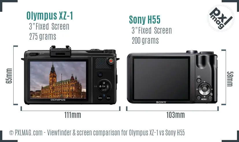 Olympus XZ-1 vs Sony H55 Screen and Viewfinder comparison