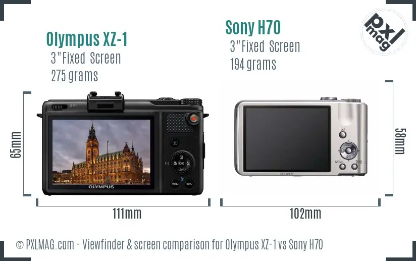 Olympus XZ-1 vs Sony H70 Screen and Viewfinder comparison